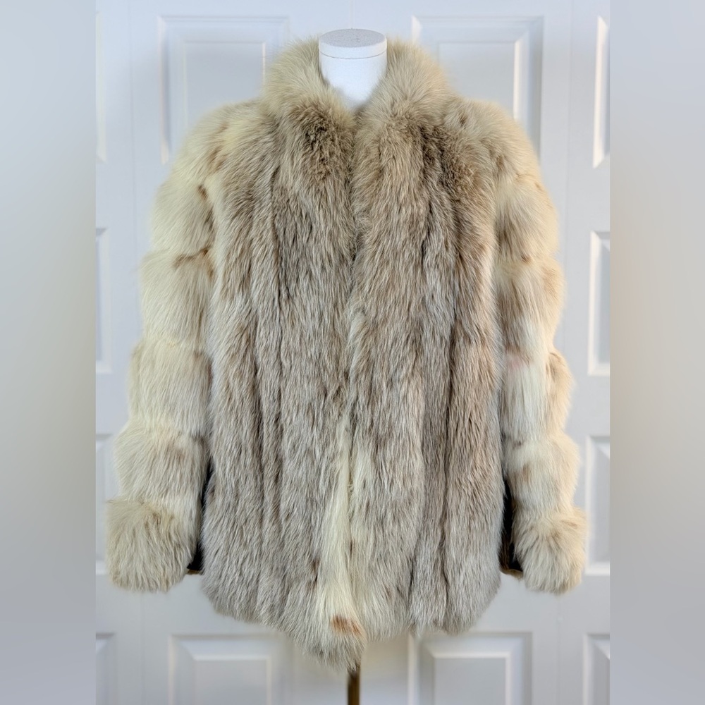 Authentic Full-Pelt Fox Fur Coat | Luxe Cream & Silvery Beige Tones